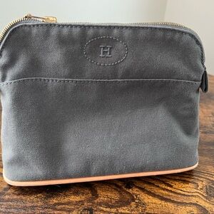 Hermes Gray Canvas Pouch with Zipper